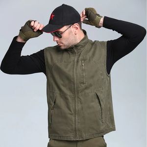 Gilets pour hommes hommes été sans manches multipoche décontracté coton gilet court style militaire manteau extérieur gilet mâle 230927