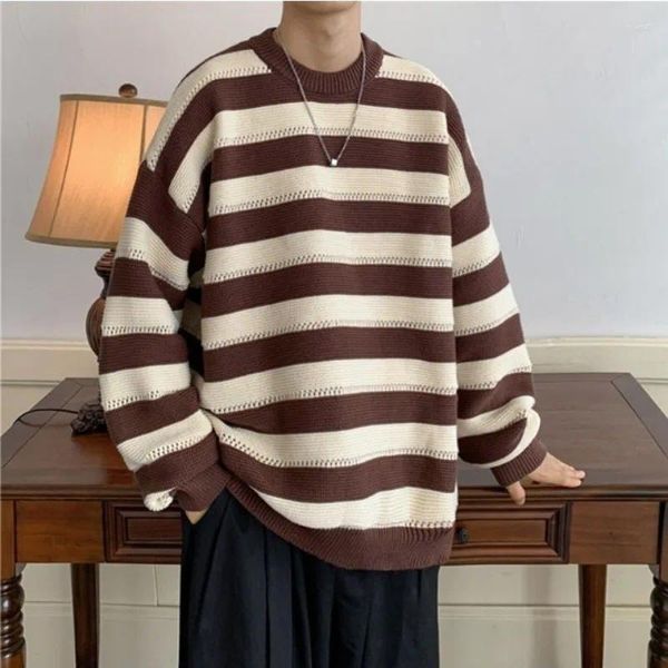 Chalecos para hombres Hombres Suéter Invierno Pullers Mujeres Rayas Casual Jumper Oversize Pareja Harajuku Camisa Cálido Puller 2023 Punto