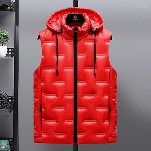 Gilets pour hommes Hommes Épaissir Coton Gilet Marque De Mode Veste Sans Manches Chapeau À Capuche Chaud Hiver Gilet Casual Coupe-Vent Vêtements