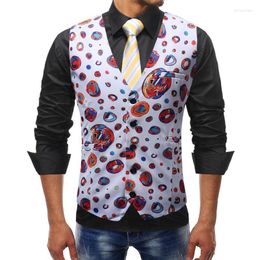 Hommes gilets hommes gilet 2022 Chalecos Para Hombre mode impression géométrique cercle costume décontracté robe quatre saisons Colete MasculinoMen's Phin22