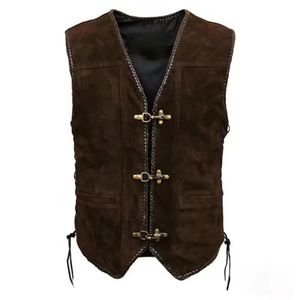 Herenvesten Herenvest Zwart Steampunk Hop Retro Motorjas Heren Ruiter Hip Bruin Middeleeuws Oversize Leer 230927