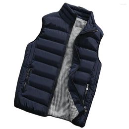 Gilets pour hommes hommes gilet vestes rembourré chaud avec poches à glissière col montant protection du cou matelassé Chaquetas Hombre