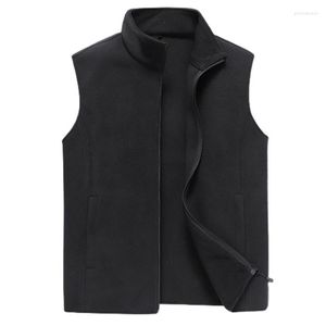 Herenvesten mannen vest vaste kleur mouwloze stand kraag fleece herfst vest ondertocht bovenkleding casual outfits phin22