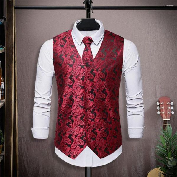 Gilets pour hommes hommes gilet tache noeud papillon poche carré gilet mince mariage marié col en V costumes d'affaires à boutonnage simple blazer