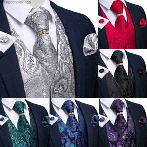 Gilets pour hommes Hommes Gilet Cravate Ensemble Classique Mariage Paisley Noir Or Paisley Tuxedo Costume Gilet Robe Formelle Gilet Sans Manches Gilet DiBanGuL231014