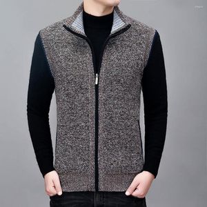 Gilets pour hommes hommes gilet à la mode coupe 3D fermeture à glissière lisse pour le pull de gilet de tricot en plein air