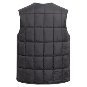 Gilets pour hommes Hommes Gilet Coupe-vent Manteau rembourré pour avec chaleur en peluche Poches à simple boutonnage Hiver Automne Gilet Père