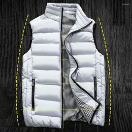 Gilets pour hommes Hommes Gilet matelassé Gilet confortable hiver épais rembourré doux chaud avec poches à glissière col montant col