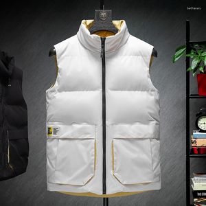 Hommes gilets hommes gilet col montant fermeture éclair coupe-vent automne hiver chaud mode vêtements décontractés homme sans manches veste L-7XL