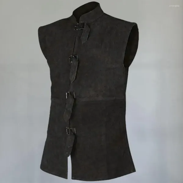 Chalecos para hombres Chaleco para hombres Vintage Medieval Renacimiento Caballero Satge Rendimiento Sin mangas Sólido Collar de soporte Juego de rol Traje de cosplay