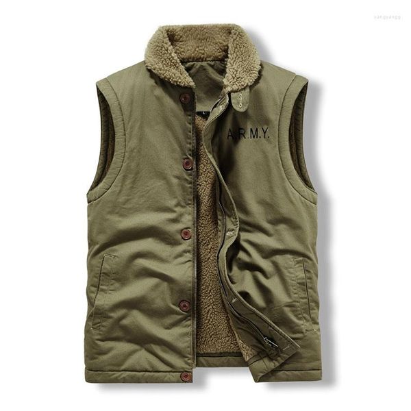 Hommes gilets hommes chaud Cargo hiver gilet polaire doublé thermique épais gilets pour hommes hauts grande taille M-4XL couleur unie