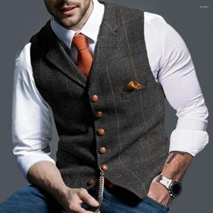 Gilets pour hommes Hommes Mariage Gilet Élégant Simple Boutonnage Gilet d'affaires Slim Fit Col V Conception de revers pour les mariages de garçons d'honneur formels