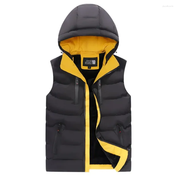 Coletes masculinos homens inverno acolchoado colete com capuz casacos engrossar quente parkas jaquetas moda coreana casual para masculino