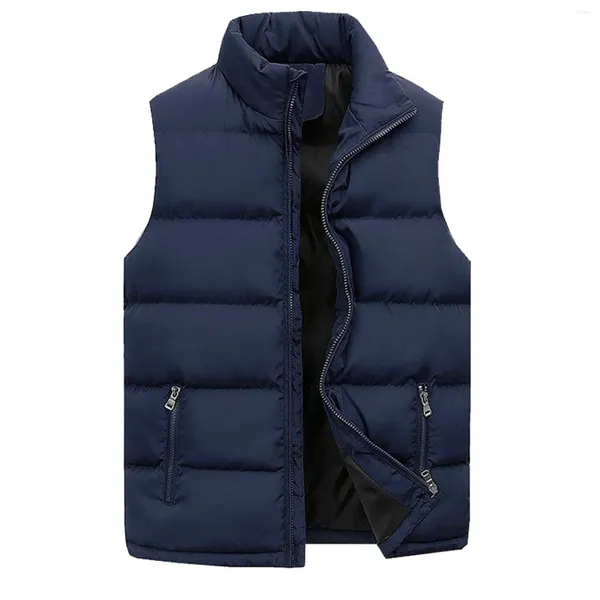 Chalecos para hombres Hombres Mujeres Otoño e invierno Algodón Chaleco acolchado Moda Casual Color Sólido Cuello con cremallera Sin mangas Abrigo unisex Chaquetas cálidas