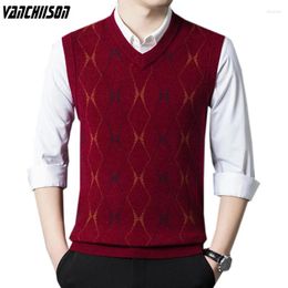 Gilets pour hommes Hommes laine tricot débardeur gilet sans manches pull pulls plus taille 100 kg d'épaisseur pour l'automne hiver basique col en V imprimé rétro 00297