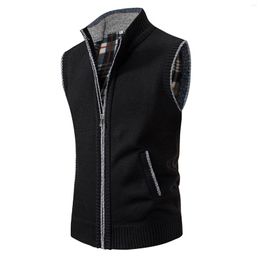 Gilets pour hommes Hommes Automne Zipper Cardigan Gilet Hiver Pull en laine tricoté avec poche Tricots découpés Vêtements masculins Tops Jumper Uniforme