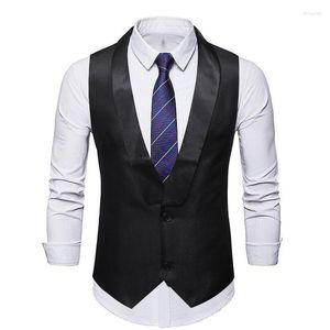 Chalecos para Hombre, Chaleco de traje con cuello chal negro para Hombre, Chaleco de boda ajustado de marca 2023, vestido Formal de negocios para Hombre, Chaleco para Hombre