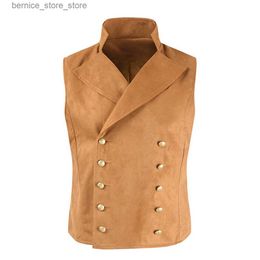 Gilets pour hommes Hommes Casual Double Boutonnage Cowboys Costume Gilet Col En V Formel Gros Bouton Confortable Doux Sans Manches Venez Gilets Vêtements Q231208