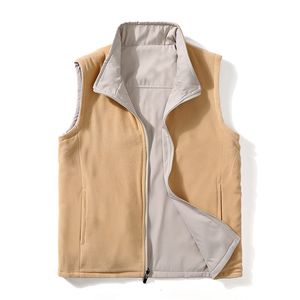 Herenvesten Fleecevest met volledige ritssluiting, mouwloos bedrijf Personeel Teamwerkuniformen Opstaande effen tanktop Winddicht polarfleecevest 230904