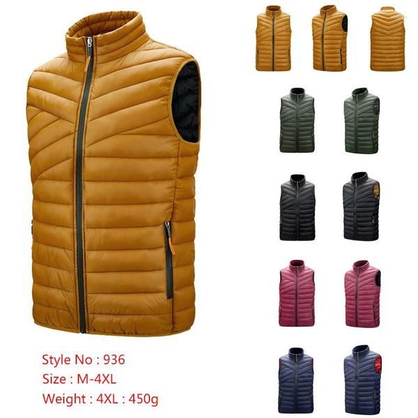 Gilets pour hommes Veste pour hommes Gilet sans manches Mode d'hiver Casual Slim Manteaux Marque Vêtements Coton Rembourré Hommes Gilet Grande Taille 2024