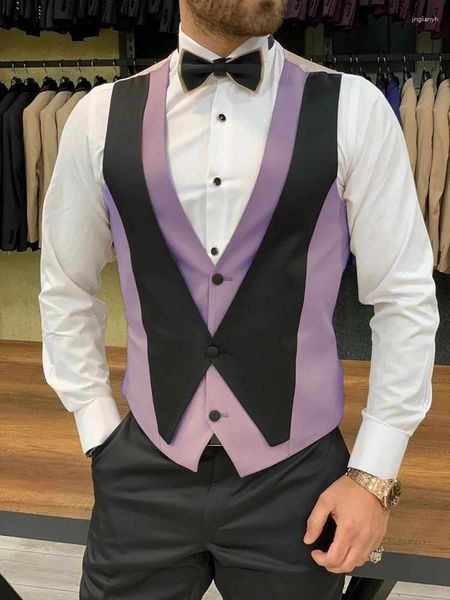 Chalecos para hombres Traje en capas para hombre Chaleco Vestido formal Chaleco Business Tuxedo Slim Fit Color Block Diseño Traje Homme Sleveeless Blazer