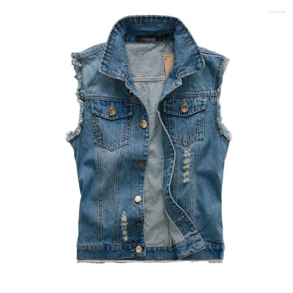 Gilets pour hommes Hommes Jeans sans manches Veste Hommes Oversize 6XL Bleu Noir Denim Gilet Cowboy Gilet