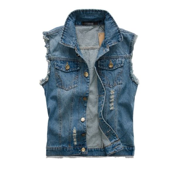 Hommes Gilets Hommes Sans Manches Jeans Veste Hommes Oversize 6XL Bleu Noir Denim Gilet Cowboy Gilet 230715