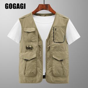 Gilet pour hommes hommes Summer Summer Pocket Pocket rapide Dry Breathable Souples Vestes Reporter en vrac de pêche extérieure gilet gilet 230914