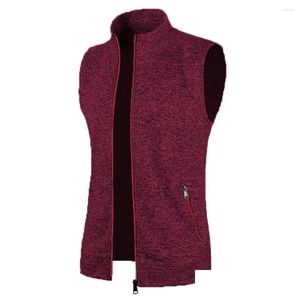 Gilets pour hommes Hommes Tops Gilet Quotidien Polaire Randonnée Veste Gilet Tricoté Poche Polyester Regar Rétro Sans Manches Comfy Drop Livraison Ot6Bf