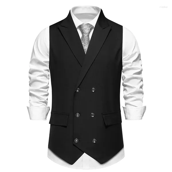 Chalecos para hombres para hombre Turn Down Collar Traje Chaleco Slim Fit Doble Breasted Vestido Casual Business Formal Chaleco Hombres Chaleco Hombre XXL