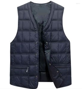 Hommes gilets hommes col en v sans manches mâle épaissir Winer simple boutonnage chaud vers le bas vêtements d'extérieur coton manteaux gilet