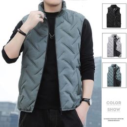 Gilet da uomo Gilet da uomo Giacca calda senza maniche Giacche invernali Impermeabile con cerniera Cappotto Autunno Colletto alla coreana Gilet casual Abbigliamento di marca 231115