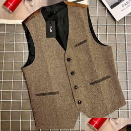 Gilets pour hommes Gilets pour hommes S-3XL Costumes printemps automne simple boutonnage couleur unie mince affaires respirant mâle blazer gilets vêtements H Dhxgw