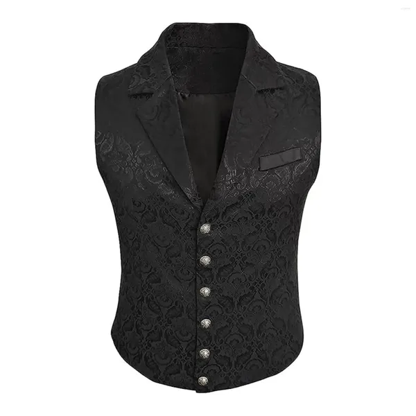 Chalecos para hombres Traje victoriano para hombre Chaleco Hombres Steampunk Gótico Medieval Jacquard Doble botonadura Sin mangas Chaleco Fiesta Disfraces de Halloween