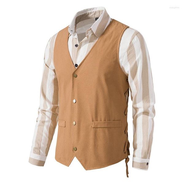 Chalecos de hombre Vintage Medieval renacimiento pirata gótico Steampunk victoriano chaleco hombres fiesta Halloween disfraz Homme XXL