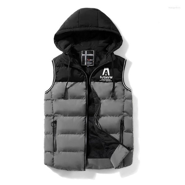 Chalecos para hombre, chaquetas de invierno para hombre, abrigos con capucha sin mangas gruesos informales para hombre, chaleco de Cachemira ajustado cálido acolchado de algodón para hombre, VT-237