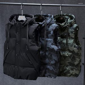 Gilets pour hommes hommes hiver veste sans manches épais camouflage gilet décontracté gilet à capuche mâle vêtements d'extérieur chauds grande taille 7XL