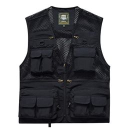 Herenvesten Mesh Casual Vissen Werk Safari Reizen Po Cargo Vest Zomerjas Multi Zakken 231018