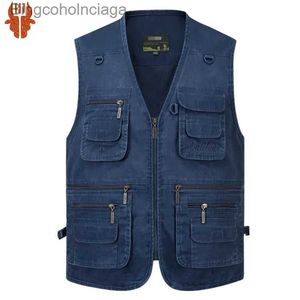 Gilets pour hommes Gilet en denim pour hommes d'âge moyen et âgé er-grande taille 7 xl gilet en coton L231014