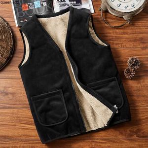 Herenvesten Midden- en papa's V-hals zilveren vossen Velvet verdikte lamslipper voor casual vaste kleur Multi Warm Vest