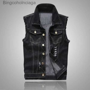 Heren Vesten Nieuwe Heren Denim Vest Gescheurde Jean Plus Maat 6XL Denim Vest Jas Jassen Vest Mannen Mouwloze Jas TankMens JacketL231014