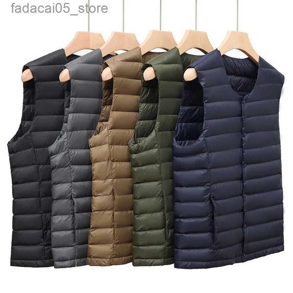 Gilets pour hommes Newbang 7XL Plus Taille 90 Blanc Down Gilet Hommes Ultra Light Down Gilet Portable Col V Sans Manches Manteau Homme Hiver Doublure Chaude Q240122