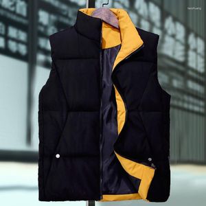 Heren Vesten Mooi Merk Herfst Winter Mouwloze Jas Voor Mannen Mode Warm Stand Kraag Rits Zwart Vest Plus Size Heren Vest