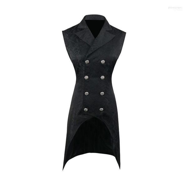 Gilets pour hommes Nice Men Vintage Gothic Long Blazers Vest Party Male Coat Tops Double Breasted Steampunk Retro Tuxedo Sleevelss Waistcoats1 Phin