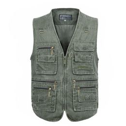 Heren Vesten Nice Oversize 7XL Denim Heren Katoen Multi Pocket Jean Jacket Gilet Mannelijk Merk Militair vest Masculina Jaquetas