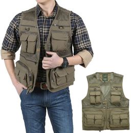 Gilets pour hommes Outdoor Summer Tactical Fishing Vest vestes hommes Safari Jacket Multi Pockets travel Vestes sans manches S- 7XL plus la taille ZA561 230804