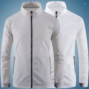 Gilets pour hommes Vêtements de protection solaire en plein air Été Mince Solide Tendance décontractée Version coréenne Beau col debout Coupe-vent respirant J