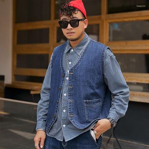 Herenvesten oversized 5xl 6xl 7xl 8xl Men Casual denim dor Vest 2023 herfst lente mouwloze spijkerbroeken knop naar beneden jeans