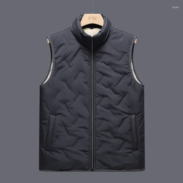 Chalecos para hombres chaleco acolchado hombres chaqueta de invierno negro ligero polar cálido sin mangas masculino casual color sólido abrigos gris 2023