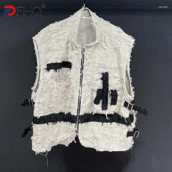 Gilets pour hommes PFHQ Fermetures à glissière Gilet de moto respirant Couches en trois dimensions Poches Été Original Gilet d'avant-garde 21Z2632